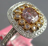 LARGE GIA 1.98CT WHITE PINK & PURPLE DIAMOND 18KT WHITE & ROSE GOLD SQUARE RING
