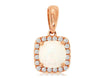 ESTATE .71CT DIAMOND & AAA OPAL 14K ROSE GOLD ROUND HALO SQUARE FLOATING PENDANT