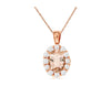 ESTATE .97CT DIAMOND & AAA MORGANITE 14K ROSE GOLD OVAL & ROUND FLOATING PENDANT