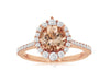 1.74CT DIAMOND & AAA MORGANITE 14K ROSE GOLD ROUND HALO GRADUATING FUN LOVE RING