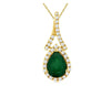.83CT DIAMOND & AAA EMERALD 14KT YELLOW GOLD ROUND & PEAR SHAPE FLOATING PENDANT