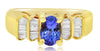 1.20CT DIAMOND & AAA TANZANITE 14KT YELLOW GOLD OVAL & BAGUETTE ENGAGEMENT RING
