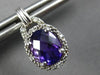 2.26CT DIAMOND & AAA AMETHYST OVAL & ROUND 14KT WHITE HALO GOLD HANGING EARRINGS