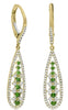 .66CT DIAMOND & AAA EMERALD 14KT YELLOW GOLD ELONGATED FLORAL LEVERBACK EARRINGS