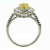 ESTATE LARGE 1.52CT WHITE & FANCY YELLOW DIAMOND 18K 2 TONE GOLD ENGAGEMENT RING