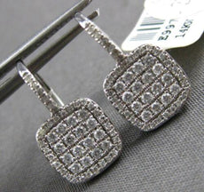 .55CT DIAMOND 14KT WHITE GOLD 3D ROUND PAVE SQUARE LEVERBACK HANGING EARRINGS