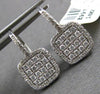 .55CT DIAMOND 14KT WHITE GOLD 3D ROUND PAVE SQUARE LEVERBACK HANGING EARRINGS