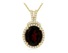 5.87CT DIAMOND & AAA GARNET 14KT YELLOW GOLD OVAL & ROUND HALO FLOATING PENDANT