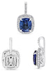 LARGE 2.02CT DIAMOND & AAA SAPPHIRE 18KT WHITE GOLD CUSHION & ROUND HALO PENDANT