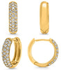 .50CT DIAMOND 14K YELLOW GOLD 3D ROUND CLASSIC 3 ROW HUGGIE FUN HANGING EARRINGS