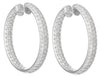 LARGE 7.0CT DIAMOND 18KT WHITE GOLD 3D 3 ROW INSIDE OUT HOOP HANGING EARRINGS