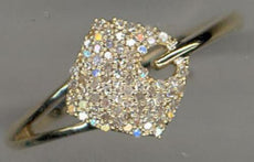 .18CT DIAMOND 14KT YELLOW GOLD 3D CLASSIC SQUARE GEOMETRICAL LOVE KNOT FUN RING