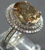 ESTATE LARGE 7.62CT DIAMOND & AAA CHAMPAGNE TOPAZ 14K WHITE GOLD ENGAGEMENT RING