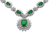 LARGE 5.0CT DIAMOND & AAA EMERALD 14K WHITE GOLD 3D MULTI FLOWER LARIAT NECKLACE