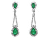 2.46CT DIAMOND & AAA EMERALD 14KT WHITE GOLD PEAR SHAPE & ROUND HANGING EARRINGS