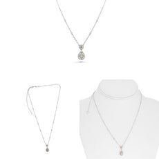 .89CT WHITE & MOCHA DIAMOND 18KT 2 TONE GOLD 3D PEAR SHAPE & ROUND HALO NECKLACE