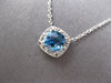 1.04CT DIAMOND & AAA BLUE TOPAZ 14KT WHITE GOLD 3D CUSHION & ROUND LOVE NECKLACE