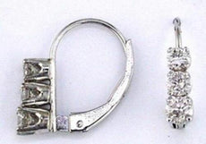 .50CT DIAMOND 14KT WHITE GOLD 3D PAST PRESENT FUTURE LEVERBACK HANGING EARRINGS