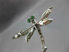 LARGE .41CT DIAMOND & AAA EMERALD 18KT WHITE GOLD DRAGONFLY FUN BROOCH PIN 27155