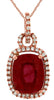 5.50CT DIAMOND & AAA RUBY 14KT ROSE GOLD HALO LOVE KNOT SQUARE FLOATING PENDANT