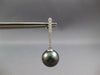 ESTATE LARGE .19CT DIAMOND & TAHITIAN PEARL 14KT WHITE GOLD BAR HANGING EARRINGS