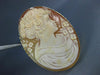 ANTIQUE EXTRA LARGE 14KT YELLOW GOLD HANDCRAFTED FILIGREE LADY CAMEO PIN PENDANT