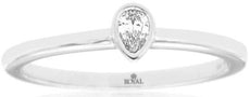 ESTATE .10CT DIAMOND 14KT WHITE GOLD CLASSIC PEAR SHAPE SOLITAIRE BEZEL FUN RING