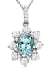1.15CT DIAMOND & AAA AQUAMARINE 14K WHITE GOLD 3D STAR OF DAVID FLOATING PENDANT