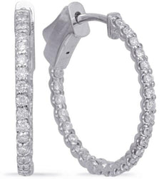 ESTATE .55CT DIAMOND 14KT WHITE GOLD 3D CLASSIC INSIDE OUT HOOP HANGING EARRINGS