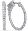 ESTATE .55CT DIAMOND 14KT WHITE GOLD 3D CLASSIC INSIDE OUT HOOP HANGING EARRINGS