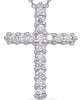ESTATE .64CT DIAMOND 14KT WHITE GOLD 3D CLASSIC ROUND CROSS FLOATING PENDANT
