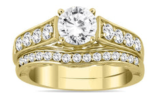 1.75CT DIAMOND 14K YELLOW GOLD SOLITAIRE ENGAGEMENT WEDDING ANNIVERSARY RING SET