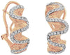 .34CT DIAMOND 14K ROSE GOLD 3D CLASSIC DOUBLE SWIRL FUN CLIP ON HANGING EARRINGS