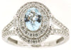1.24CT DIAMOND & AAA AQUAMARINE 14KT WHITE GOLD OVAL DOUBLE HALO ENGAGEMENT RING