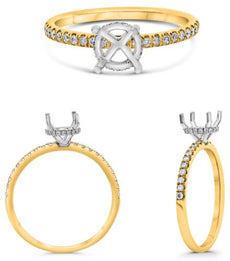 .22CT DIAMOND 14KT 2 TONE GOLD ROUND 4 PRONG SOLITAIRE SEMI MOUNT ENGAGMENT RING