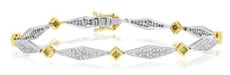 1.09CT WHITE & FANCY YELLOW DIAMOND 14KT 2 TONE GOLD GEOMETRICAL TENNIS BRACELET