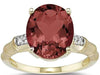 ESTATE 4.0CT DIAMOND & AAA GARNET 14KT YELLOW GOLD OVAL & ROUND BAMBOO FUN RING