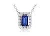 .43CT DIAMOND & AAA TANZANITE 14KT WHITE GOLD EMERALD CUT & ROUND LOVE NECKLACE
