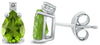 1.52CT DIAMOND & AAA PERIDOT 14KT WHITE GOLD 3D PEAR SHAPE & ROUND STUD EARRINGS