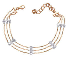 .90CT DIAMOND 14K ROSE & WHITE GOLD 3 ROW BEZEL BY THE YARD LOVE TENNIS BRACELET