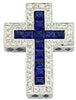 1.51CT DIAMOND & AAA SAPPHIRE 14KT WHITE GOLD 3D PRINCESS & ROUND CROSS PENDANT