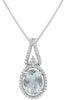 1.25CT DIAMOND & AAA GREEN AMETHYST 14K WHITE GOLD OVAL & ROUND FLOATING PENDANT