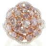 EXTRA LARGE 5.52CT WHITE & PINK DIAMOND 18KT WHITE ROSE GOLD CLUSTER FLOWER RING