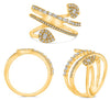 WIDE .49CT DIAMOND 14KT YELLOW GOLD ROUND & BAGUETTE MULTI ROW CRISS CROSS RING