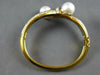 LARGE 6.72CT DIAMOND & AAA SAPPHIRE & PEARL 18K 2 TONE GOLD CUFF BANGLE BRACELET