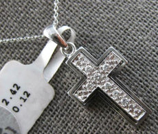 ESTATE .12CT DIAMOND 14KT WHITE GOLD 3D CLASSIC ROUND CROSS FLOATING PENDANT