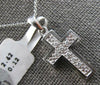 ESTATE .12CT DIAMOND 14KT WHITE GOLD 3D CLASSIC ROUND CROSS FLOATING PENDANT