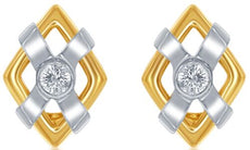 .50CT DIAMOND 14K WHITE & YELLOW GOLD SOLITAIRE SQUARE GEOMETRICAL STUD EARRINGS