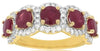 2.95CT DIAMOND & AAA RUBY 14K YELLOW GOLD 3D ROUND 5 STONE HALO ANNIVERSARY RING