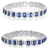 LARGE 19.71CT DIAMOND & AAA SAPPHIRE 18K WHITE GOLD ROUND & EMERALD CUT BRACELET